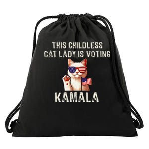 This Childless Cat Lady Is Voting Kamala 2024 Drawstring Bag