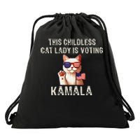 This Childless Cat Lady Is Voting Kamala 2024 Drawstring Bag