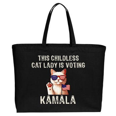 This Childless Cat Lady Is Voting Kamala 2024 Cotton Canvas Jumbo Tote