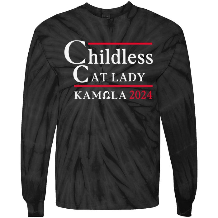 This Childless Cat Lady Is Voting Kamala Election 2024 Tie-Dye Long Sleeve Shirt