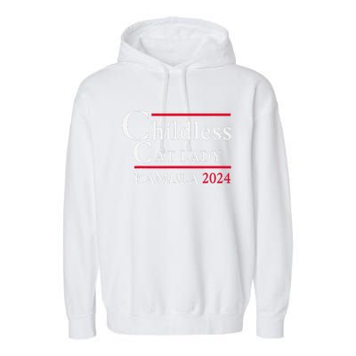 This Childless Cat Lady Is Voting Kamala Election 2024 Garment-Dyed Fleece Hoodie