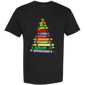 Teacher Christmas C.R.A.Y.O.N Tree Light Gifts Student Garment-Dyed Heavyweight T-Shirt