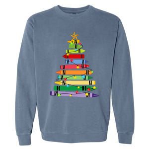 Teacher Christmas C.R.A.Y.O.N Tree Light Gifts Student Garment-Dyed Sweatshirt