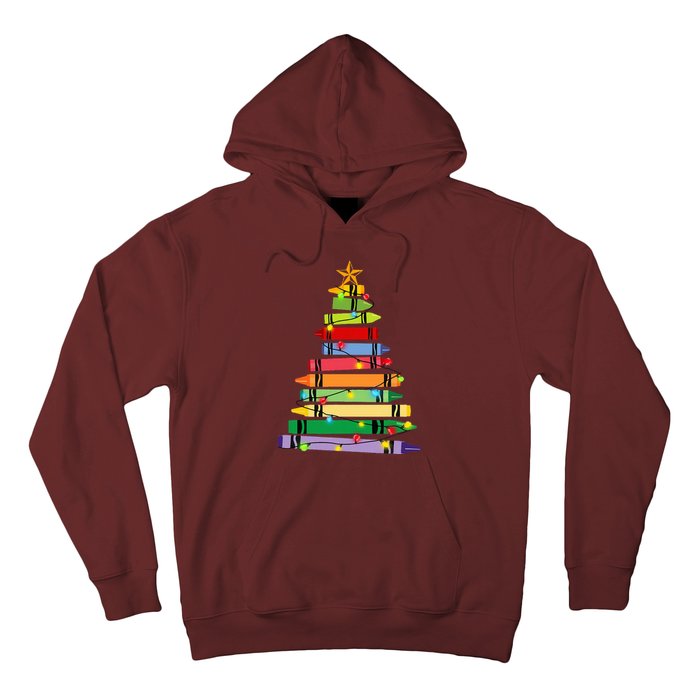 Teacher Christmas C.R.A.Y.O.N Tree Light Gifts Student Hoodie