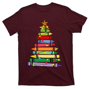 Teacher Christmas C.R.A.Y.O.N Tree Light Gifts Student T-Shirt