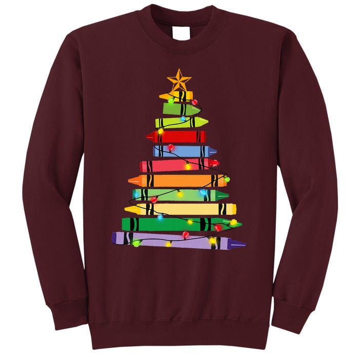 Teacher Christmas C.R.A.Y.O.N Tree Light Gifts Student Tall Sweatshirt