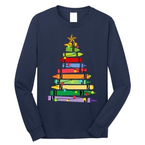 Teacher Christmas C.R.A.Y.O.N Tree Light Gifts Student Long Sleeve Shirt