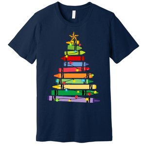 Teacher Christmas C.R.A.Y.O.N Tree Light Gifts Student Premium T-Shirt