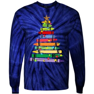 Teacher Christmas C.R.A.Y.O.N Tree Light Gifts Student Tie-Dye Long Sleeve Shirt