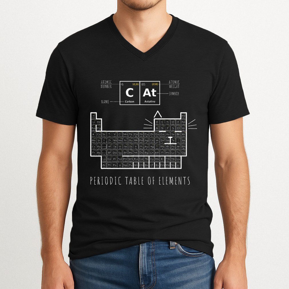 The Chemistry Cat Periodic Table Of Elements V-Neck T-Shirt