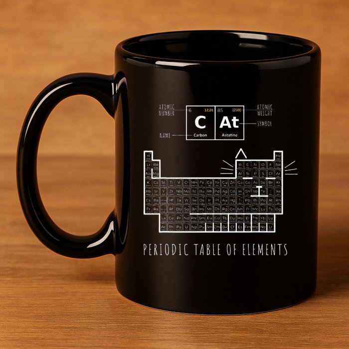 The Chemistry Cat Periodic Table Of Elements 11oz C Handle Ceramic Mug