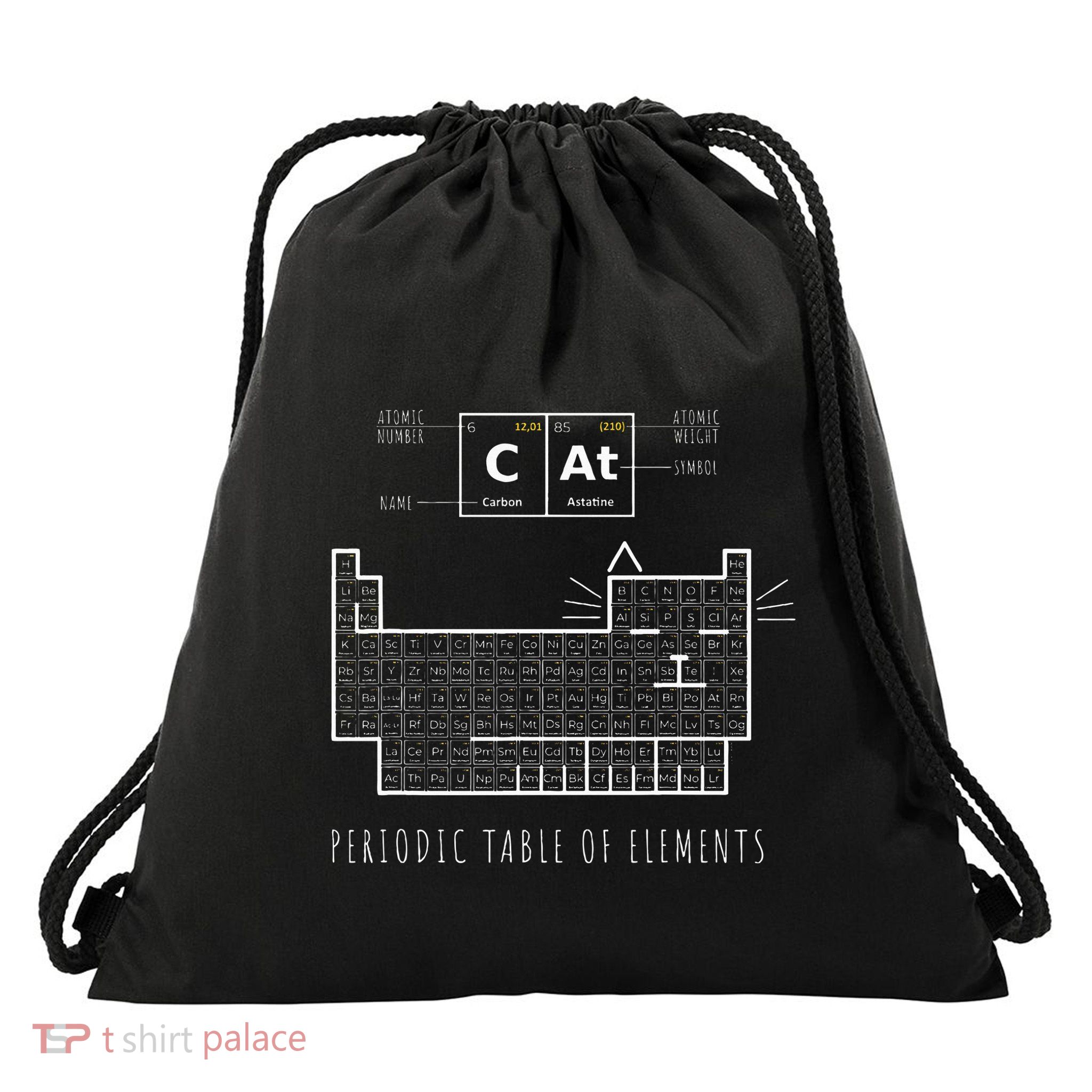 The Chemistry Cat Periodic Table Of Elements Drawstring Bag