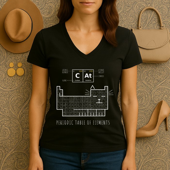 The Chemistry Cat Periodic Table Of Elements Women's V-Neck T-Shirt