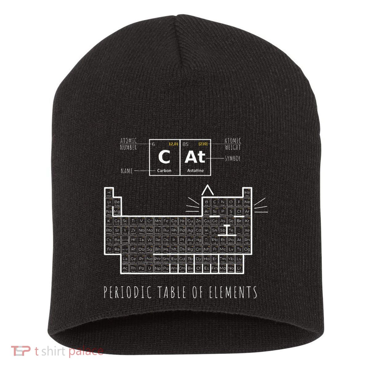 The Chemistry Cat Periodic Table Of Elements Short Acrylic Beanie