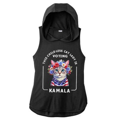 This Childless Cat Lady Ladies Is Voting Kamala Election 24 Gift Ladies PosiCharge Tri-Blend Wicking Draft Hoodie Tank