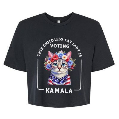 This Childless Cat Lady Ladies Is Voting Kamala Election 24 Gift Bella+Canvas Jersey Crop Tee