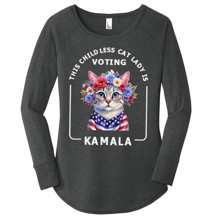 This Childless Cat Lady Ladies Is Voting Kamala Election 24 Gift Women's Perfect Tri Tunic Long Sleeve Shirt