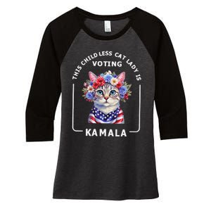 This Childless Cat Lady Ladies Is Voting Kamala Election 24 Gift Women's Tri-Blend 3/4-Sleeve Raglan Shirt