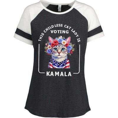 This Childless Cat Lady Ladies Is Voting Kamala Election 24 Gift Enza Ladies Jersey Colorblock Tee