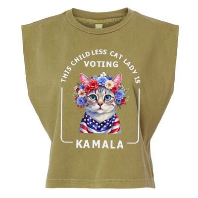 This Childless Cat Lady Ladies Is Voting Kamala Election 24 Gift Garment-Dyed Women's Muscle Tee