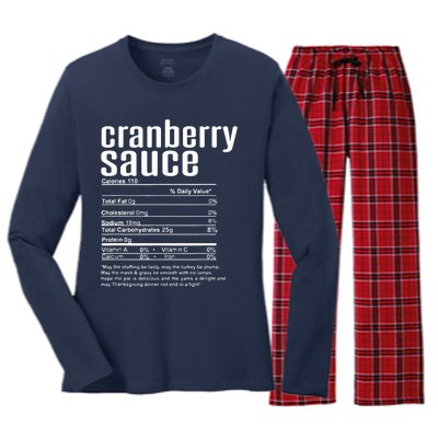 Thanksgiving Christmas Cranberry Sauce Nutritional Facts Women's Long Sleeve Flannel Pajama Set 