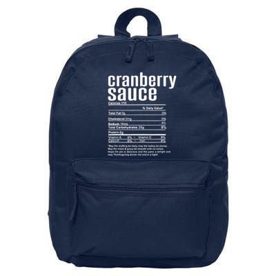 Thanksgiving Christmas Cranberry Sauce Nutritional Facts 16 in Basic Backpack