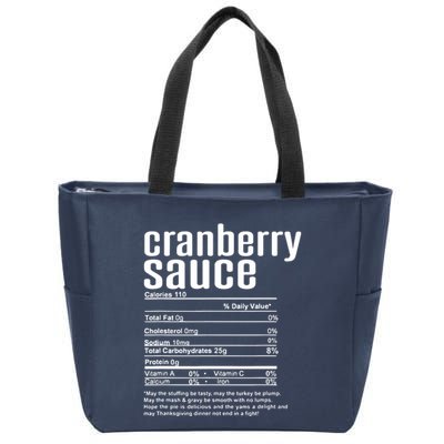 Thanksgiving Christmas Cranberry Sauce Nutritional Facts Zip Tote Bag