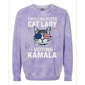 This Childless Cat Lady Is Voting Kamala Harris 2024 Colorblast Crewneck Sweatshirt