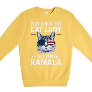 This Childless Cat Lady Is Voting Kamala Harris 2024 Premium Crewneck Sweatshirt