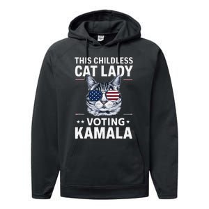 This Childless Cat Lady Is Voting Kamala Harris 2024 Performance Fleece Hoodie