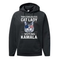 This Childless Cat Lady Is Voting Kamala Harris 2024 Performance Fleece Hoodie