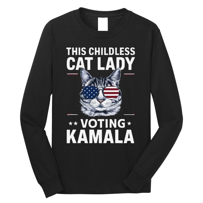 This Childless Cat Lady Is Voting Kamala Harris 2024 Long Sleeve Shirt