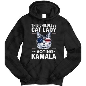 This Childless Cat Lady Is Voting Kamala Harris 2024 Tie Dye Hoodie