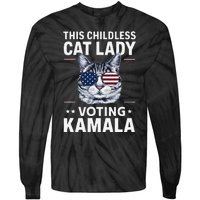 This Childless Cat Lady Is Voting Kamala Harris 2024 Tie-Dye Long Sleeve Shirt