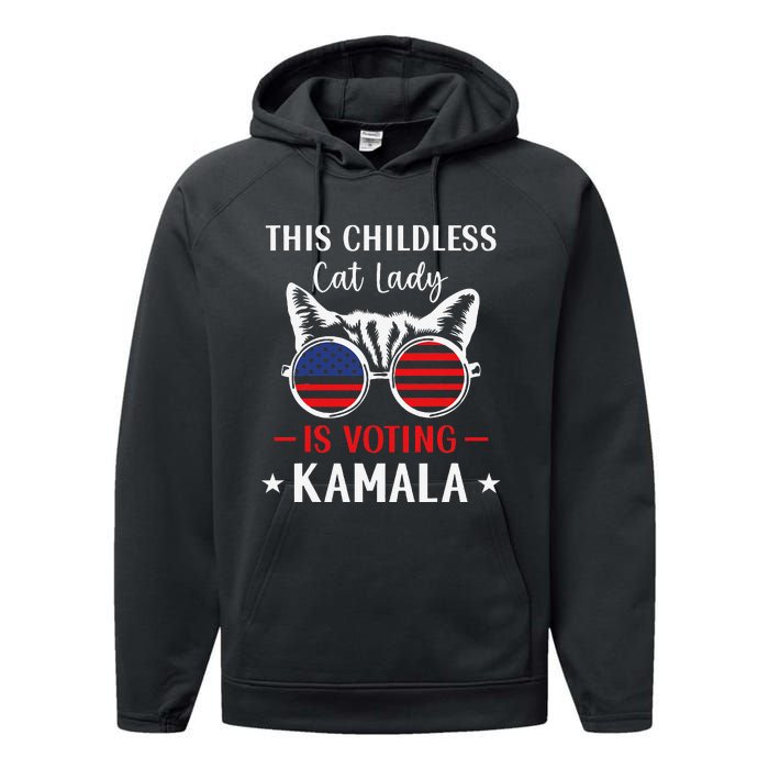 This Childless Cat Lady Is Voting Kamala Harris 2024 Performance Fleece Hoodie