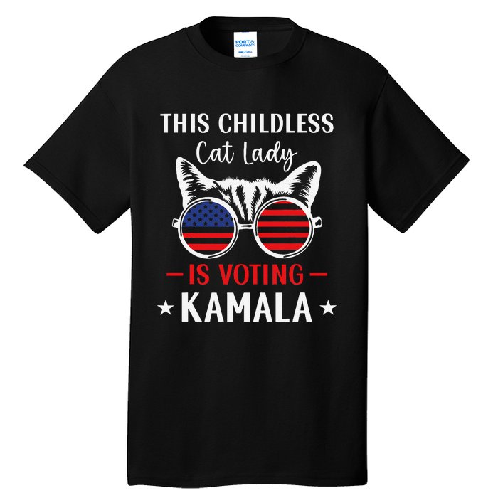 This Childless Cat Lady Is Voting Kamala Harris 2024 Tall T-Shirt