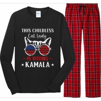 This Childless Cat Lady Is Voting Kamala Harris 2024 Long Sleeve Pajama Set