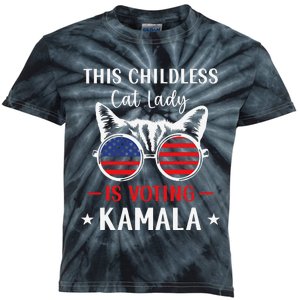 This Childless Cat Lady Is Voting Kamala Harris 2024 Kids Tie-Dye T-Shirt