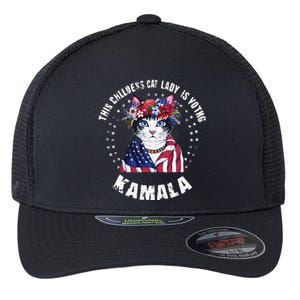 This Childless Cat Lady Ladies Is Voting Kamala 2024 Flexfit Unipanel Trucker Cap