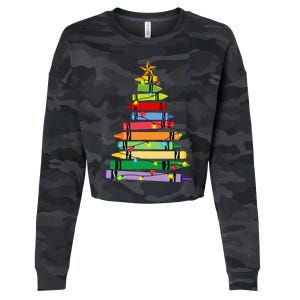 Teacher Christmas C.R.A.Y.O.N Tree Light Gifts Student Cropped Pullover Crew