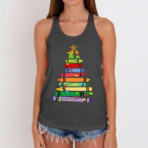 Teacher Christmas C.R.A.Y.O.N Tree Light Gifts Student Women's Knotted Racerback Tank