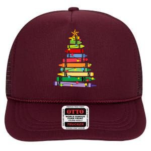 Teacher Christmas C.R.A.Y.O.N Tree Light Gifts Student High Crown Mesh Back Trucker Hat