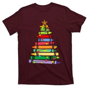 Teacher Christmas C.R.A.Y.O.N Tree Light Gifts Student T-Shirt