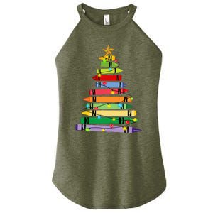 Teacher Christmas C.R.A.Y.O.N Tree Light Gifts Student Women's Perfect Tri Rocker Tank