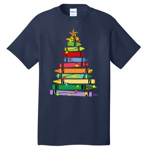 Teacher Christmas C.R.A.Y.O.N Tree Light Gifts Student Tall T-Shirt