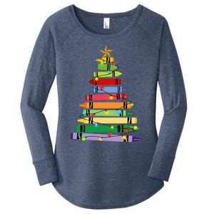 Teacher Christmas C.R.A.Y.O.N Tree Light Gifts Student Women's Perfect Tri Tunic Long Sleeve Shirt