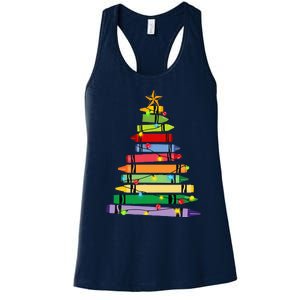 Teacher Christmas C.R.A.Y.O.N Tree Light Gifts Student Women's Racerback Tank