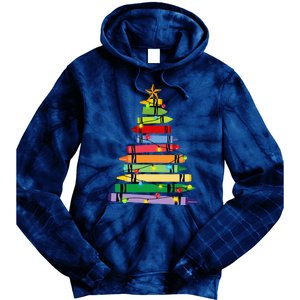 Teacher Christmas C.R.A.Y.O.N Tree Light Gifts Student Tie Dye Hoodie