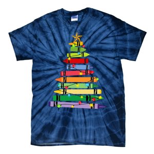 Teacher Christmas C.R.A.Y.O.N Tree Light Gifts Student Tie-Dye T-Shirt