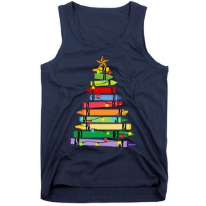 Teacher Christmas C.R.A.Y.O.N Tree Light Gifts Student Tank Top